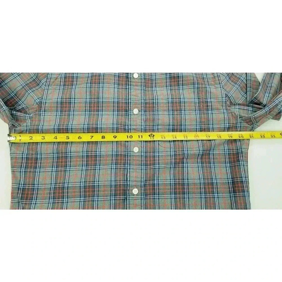 Tommy Hilfiger Custom Fit Melange Size Medium Mens Gray Red Blue Check Cuff Logo - Picture 3 of 11